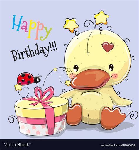 Greeting Birthday Card Cute Duck With T Download A Free Preview Or