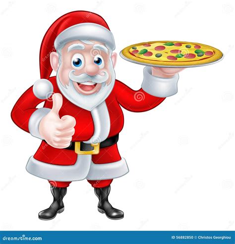 Santa Avec La Pizza Illustration De Vecteur Illustration Du Caractère