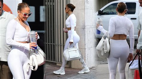 Jennifer Lopez Sexy Big Ass In White Leggings Outside A Gym In Miami