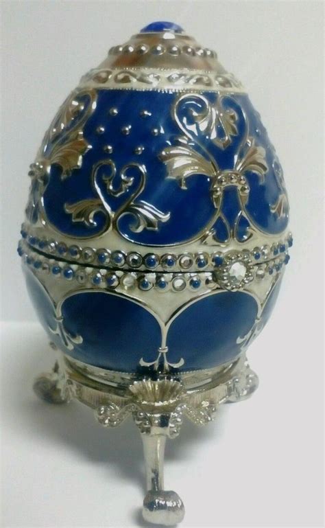 Blue Faberge Egg Ballerina Music Box Dance Of The Sugar Plum Fairy