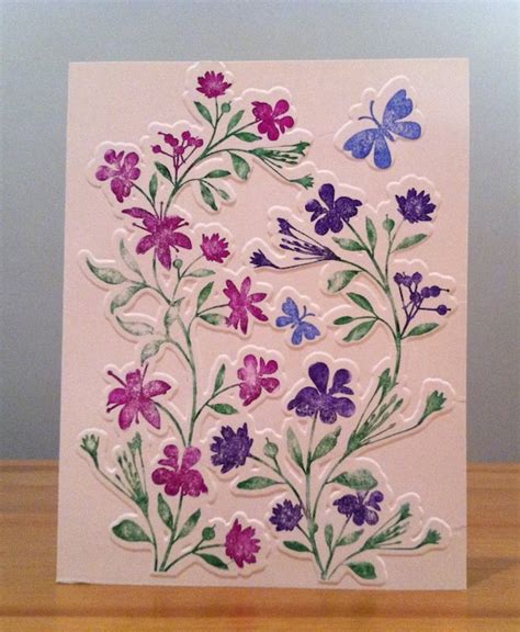 Prettyfolio Hand Stamped Embossed Floral Handmade Greeting Cards