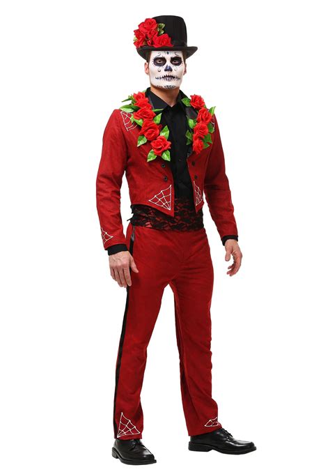 men s plus size red day of the dead costume