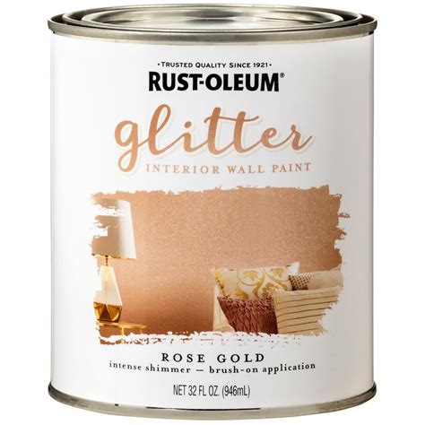 Rust Oleum 1 Qt Rose Gold Interior Glitter Paint For Walls Rustoleum