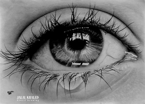 Realistic Eye Drawing By Jalal Khaled Crying Eyes Aesthetic Eyes
