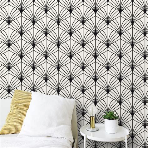 Peel And Stick Art Deco Wallpaper Black And White Modern Self Adhesive Wallpaper Mural Removable