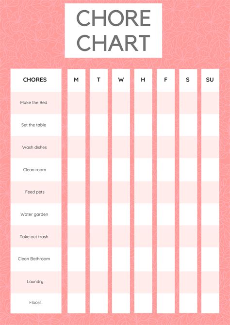 simple chore chart free printable