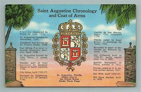 St Augustine Chronology And Coat Of Arms History Timeline Florida Fl