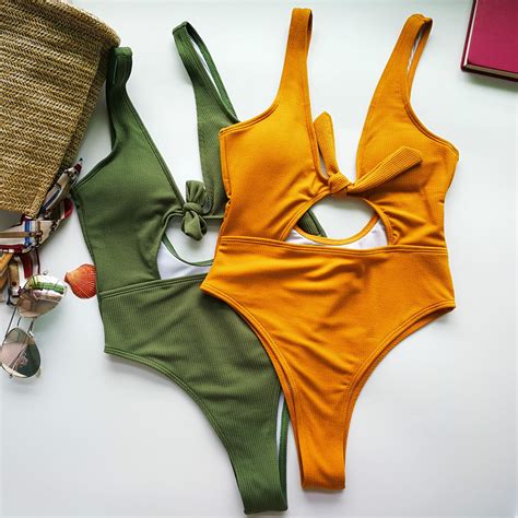 New Conjoined Swimwear Women Lady 2018 Pure Color Hollowed Sexy