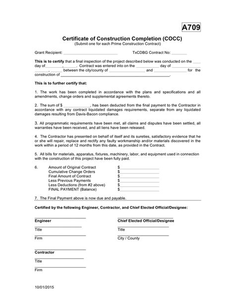 Construction Certificate Of Completion Template Best Template Ideas