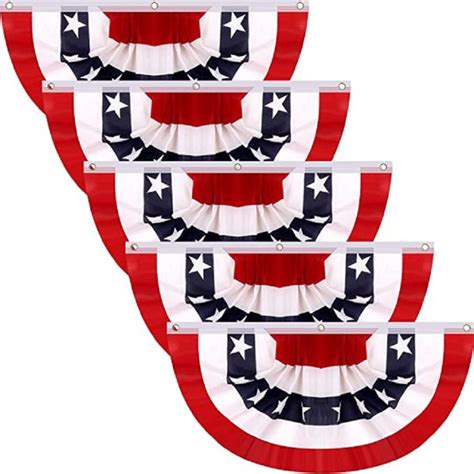 5 Pack American Flag Bunting Pleated Fan Independence Day American