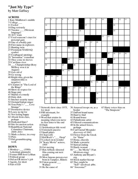 Printable Daily Crossword 2018 Printable Crossword Puzzles The Daily