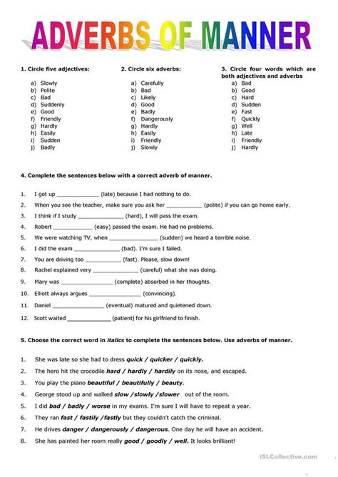 Status envelopes are usually placed after the verb and object. Adverbs of Manner | Adverbs, Teaching english grammar ...