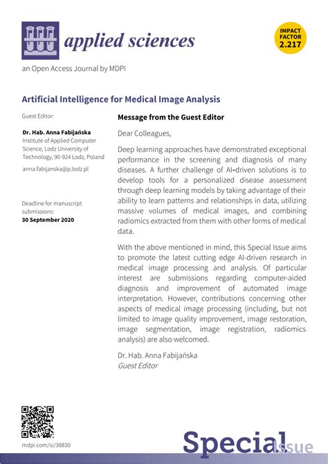 Pdf Flyer Special Issue Artificial Intelligence For Medical Image