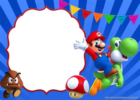 Printable Super Mario Invitations Template Free Printable Word Searches