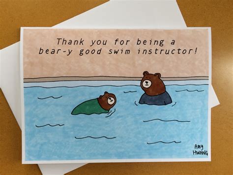 Swim Instructor Thank You Card 5x7 Reduced Price By Amyhwangshop