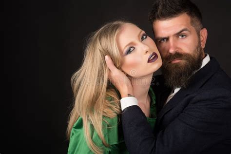 Increasing Emotional Intimacy Bearded Man Hug Woman With Long Hair Intimate Couple In Fashion