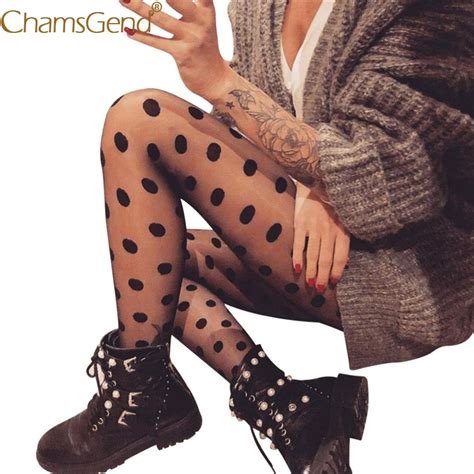 Chamsgend Tights Women Sexy Polka Dot Print Lace Thin Thigh High
