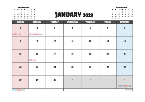 Free January 2023 Calendar Template Pdf And Image