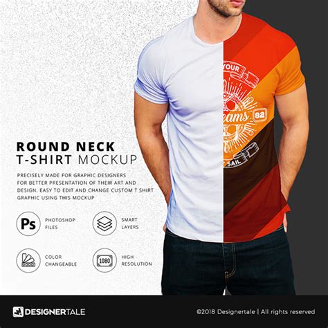 Download Round neck men t-shirt mock up free PSD template on Behance