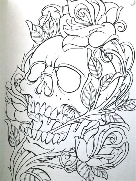 Roses Skull Skull N Roses Skull Coloring Pages Drawings Skull Art