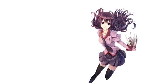 1920x1080px 1080p free download bakemonogatari hair anime school cute purple skirt