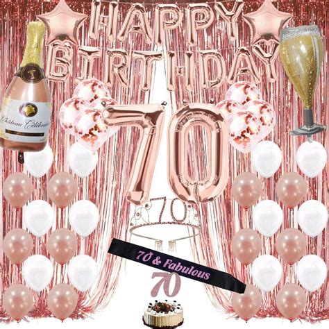 Rose Gold 70th Birthday Decorations For Women 70 Birthday Etsy