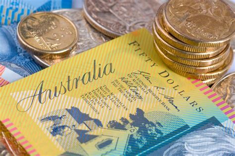 Australijska Waluta Banknoty I Monety Zdjęcie Stock Obraz Złożonej Z