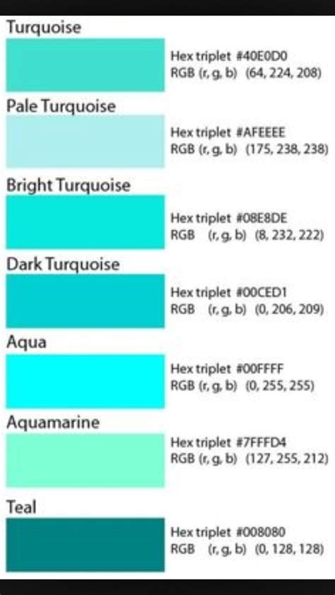 Possible Shades Of Teal Aqua Turquoise Color Palette Bedroom