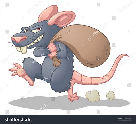 Cartoon Rat Stealing And Running Simple Gradients Used Character And