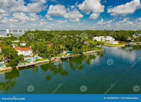 Miami Beach Luxury Waterfront Real Estate Shot With A Drone Stock Photo