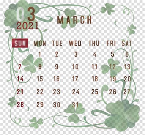 March 2021 Printable Calendar March 2021 Calendar 2021 Calendar Clipart