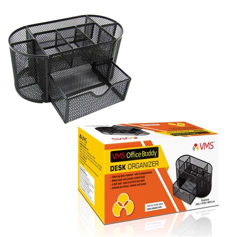 Buy Vms Officebuddy 9 Compartment Metal Mesh Desk Organizer Online At