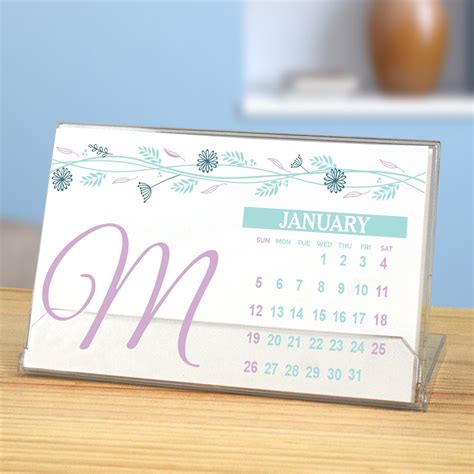 Personalized Floral Initial Desk Calendar Tsforyounow
