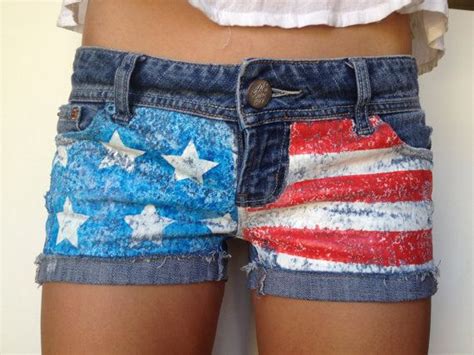 Denim American Flag Themed Shorts By Summersews On Etsy 3000 Denim Summer Fashion