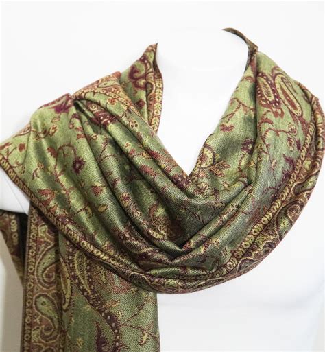 Pashmina Scarf For Women Indian Paisley Shawl Light Green Etsy