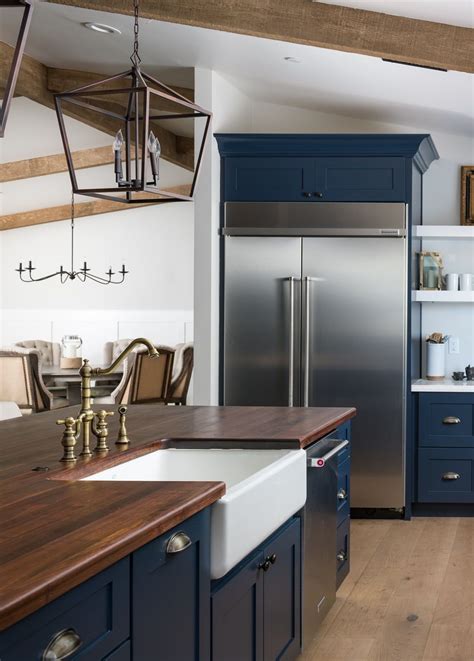 Blue Kitchen Cabinets With Butcher Block Countertops Begrommento
