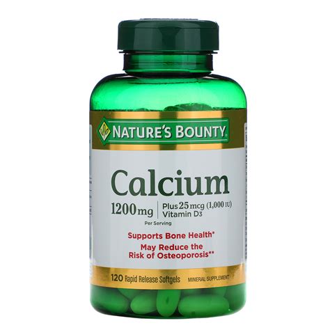 Natures Bounty Calcium Plus Vitamin D3 1200 Mg 120 Rapid Release