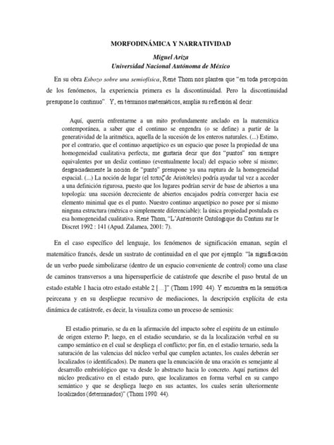 Miguel Ariza Morfodinámica Y Narratividad Pdf Teoría De La Categoría Semiótica