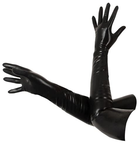 Late X Stay Up Sexy Black Long Latex Gloves Lunghi Guanti Lattice