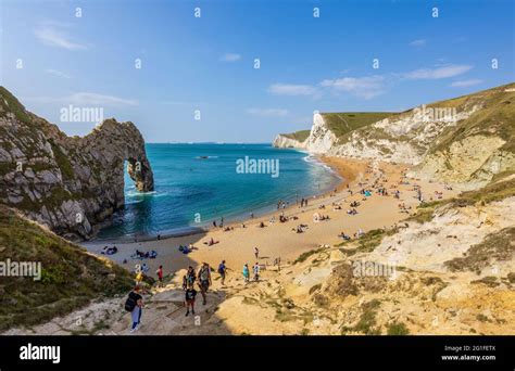 Panoramic Coastal Clifftop View Of Picturesque Durdle Door Rock