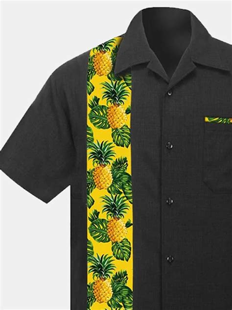 Vintage Plant Floral Hawaiian Short Sleeved Billiard Shirt Hawalili