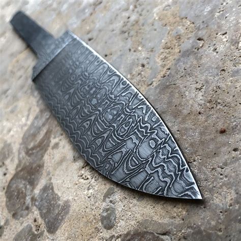 Damascus Blade 12 Cm Custom Carbon Steel Blank For Hunting Etsy