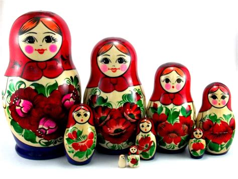 Russian Dolls 9 Pcs Matryoshka Authentic Babushka Stacking Etsy
