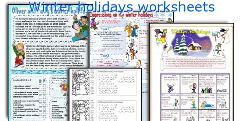 winter holidays worksheets
