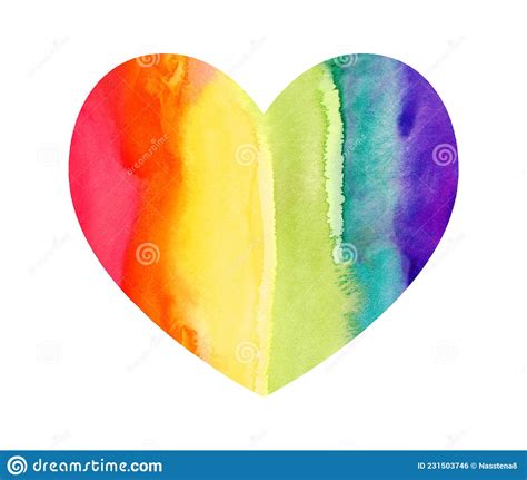 Heart Drawn With Watercolors In A Rainbow Stock Illustration
