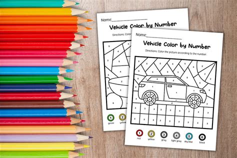 Free Car Color By Number Pages 8 Different Vehicles