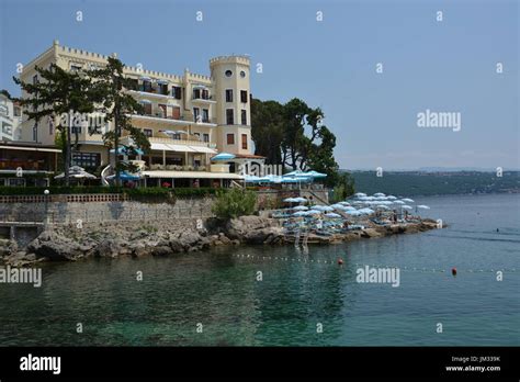 Opatija Croatia June Sunbathing And Swimming By Lungomare