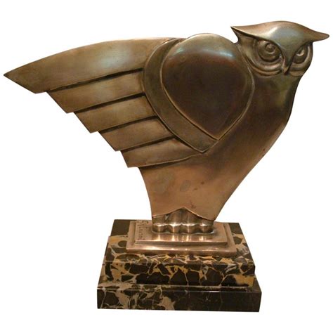Art Deco Owl Silvered Bronze Sculpture Gh Laurent France 1930 At