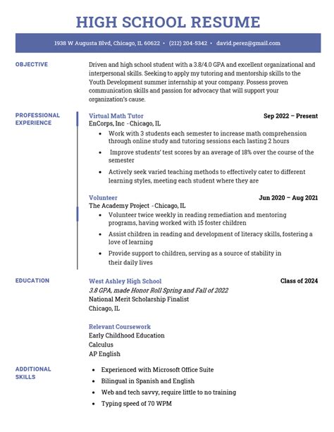 25 Specialized Resume Examples For High School Students Teaching