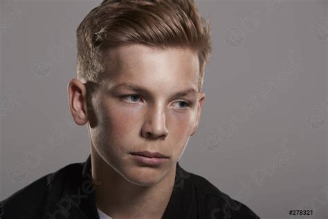 White Teenage Boy Looks Away Head And Shoulders Horizontal Stock